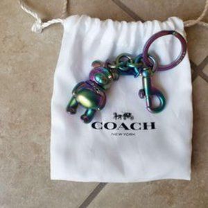 COACH Hologram Teddy Bear Oil Slick Keychain Fob Charm
